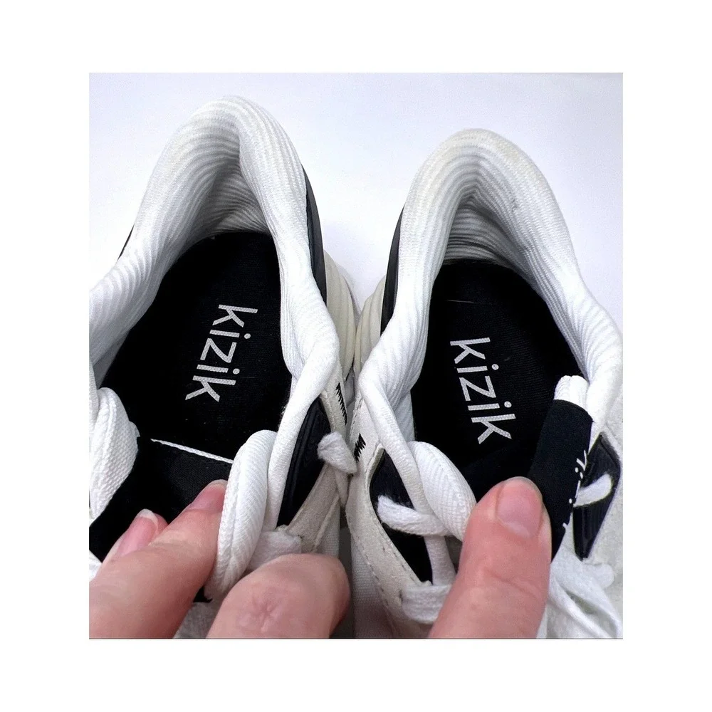 Kizik Monaco White/Black Hands-Free Slip in/on Shoes Womens size 8 Walking Retro